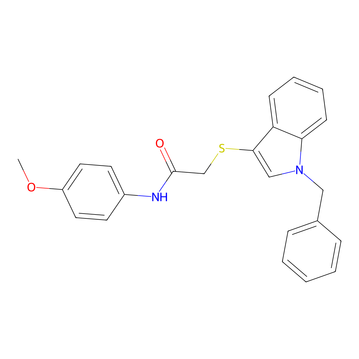 2-((1-benzyl-1H-indol-3-yl)thio)-N-(4-methoxyphenyl)acetamide molecular structure, CAS 681273-61-0
