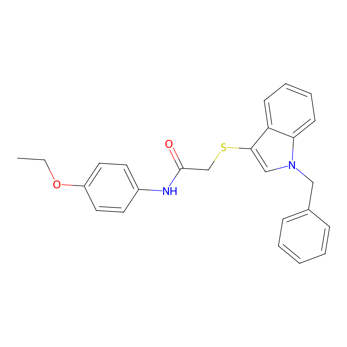 2-(1-benzylindol-3-yl)sulfanyl-N-(4-ethoxyphenyl)acetamide molecular structure, CAS 681273-62-1