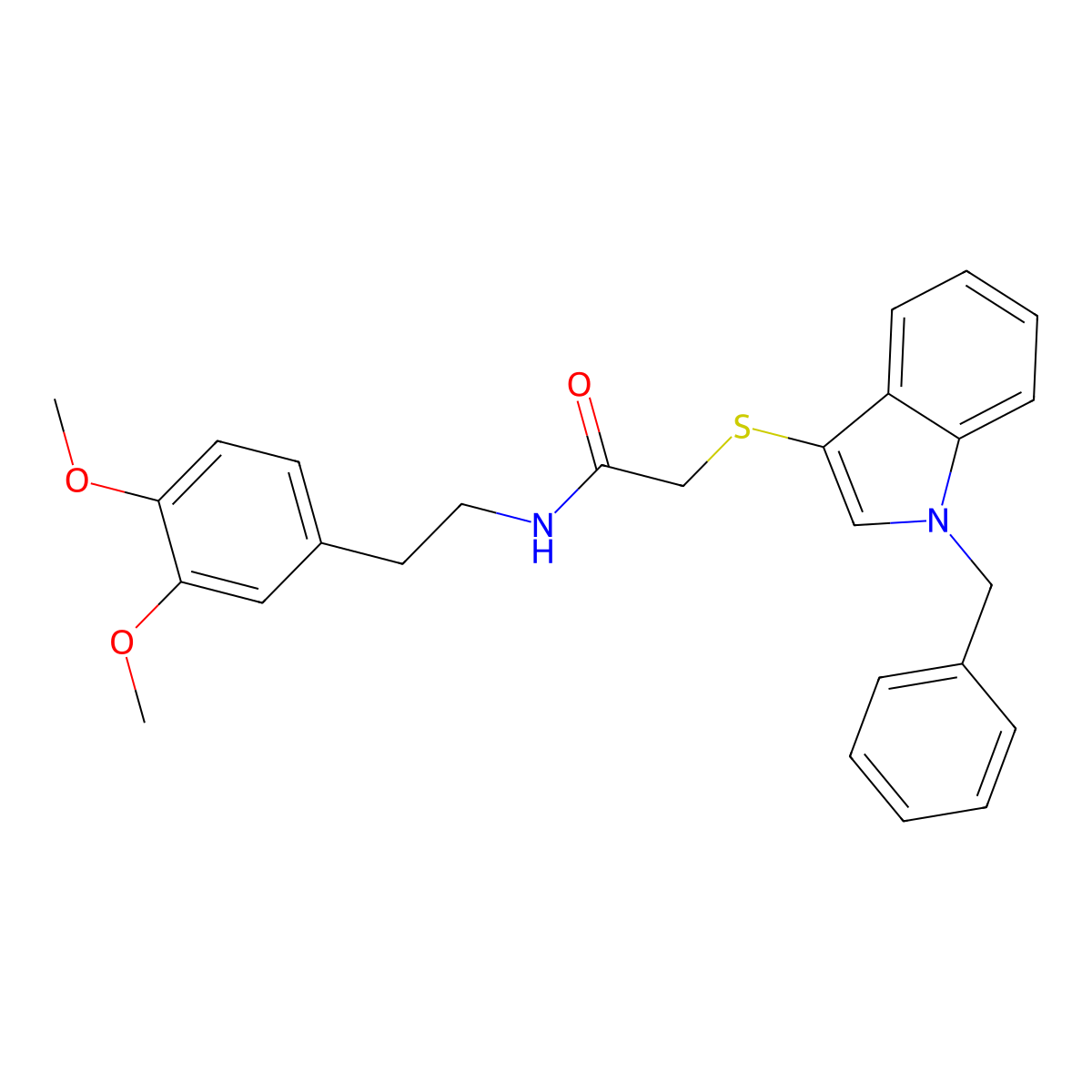 2-(1-benzylindol-3-yl)sulfanyl-N-[2-(3,4-dimethoxyphenyl)ethyl]acetamide molecular structure, CAS 681273-70-1