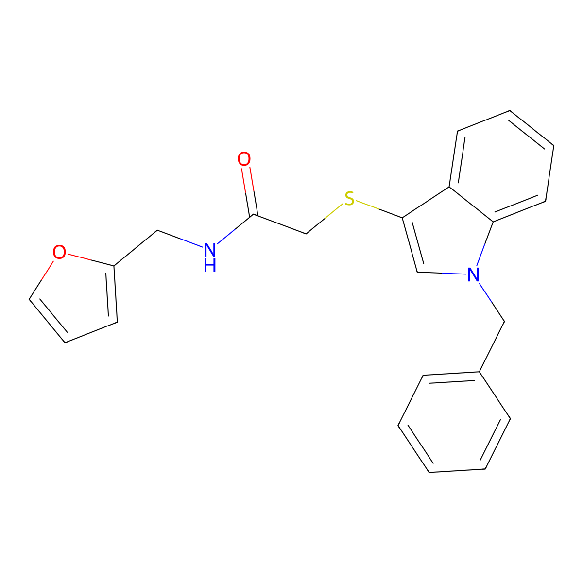 2-((1-benzyl-1H-indol-3-yl)thio)-N-(furan-2-ylmethyl)acetamide molecular structure, CAS 681273-71-2