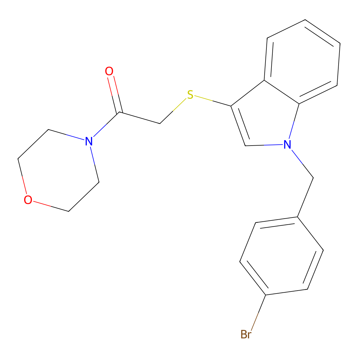 2-((1-(4-bromobenzyl)-1H-indol-3-yl)thio)-1-morpholinoethanone molecular structure, CAS 681274-18-0
