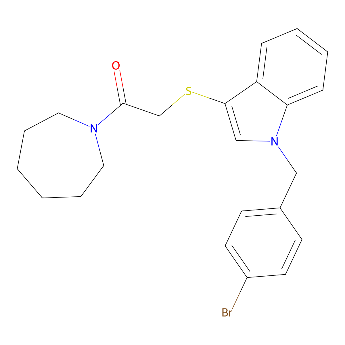 1-(Azepan-1-yl)-2-[1-[(4-bromophenyl)methyl]indol-3-yl]sulfanylethanone molecular structure, CAS 681274-19-1