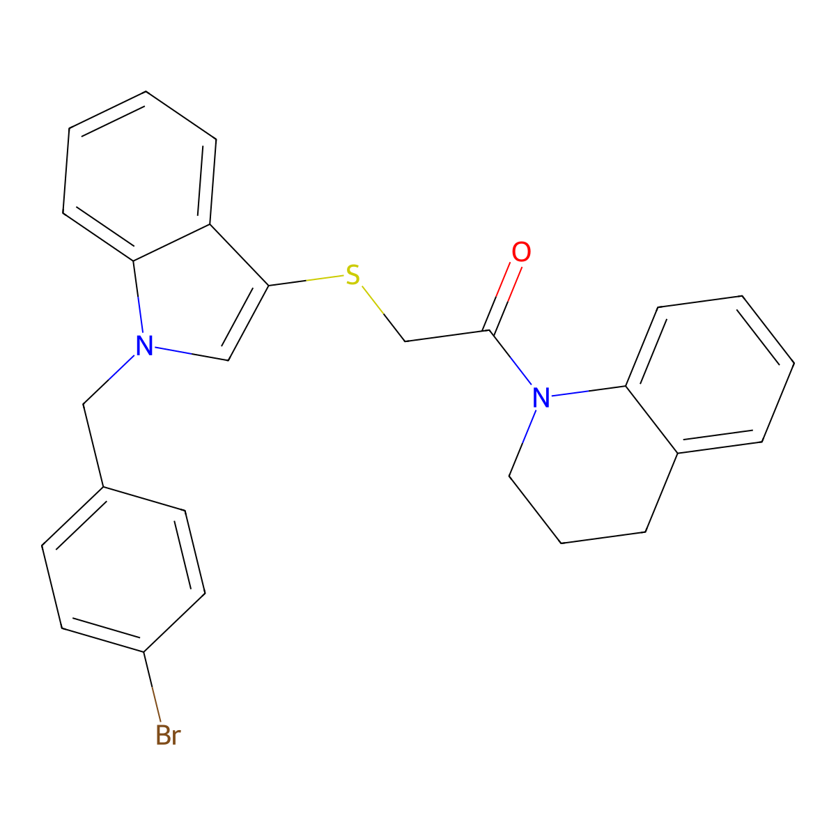 2-[1-[(4-bromophenyl)methyl]indol-3-yl]sulfanyl-1-(3,4-dihydro-2H-quinolin-1-yl)ethanone molecular structure, CAS 681274-24-8