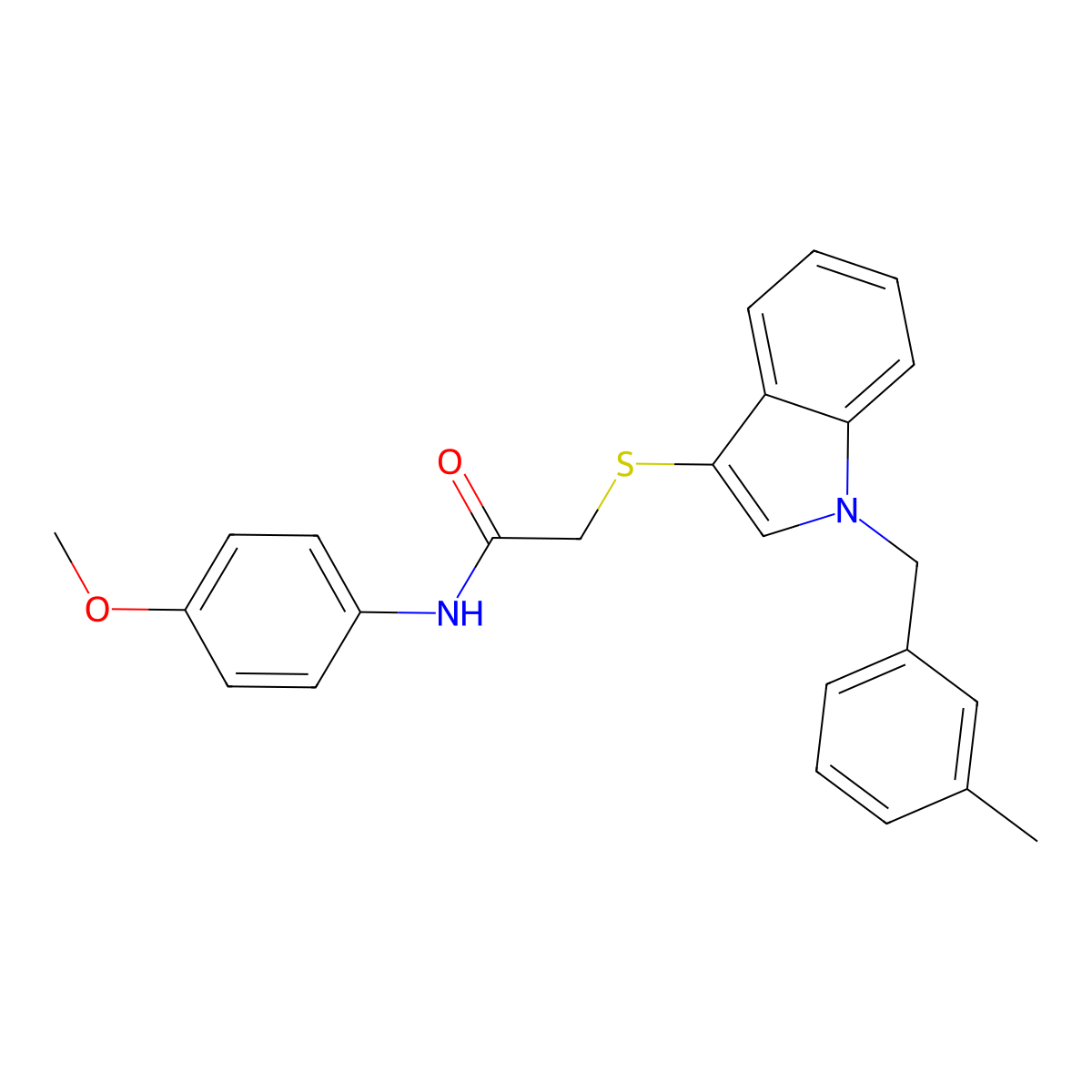 N-(4-methoxyphenyl)-2-((1-(3-methylbenzyl)-1H-indol-3-yl)thio)acetamide molecular structure, CAS 681275-87-6