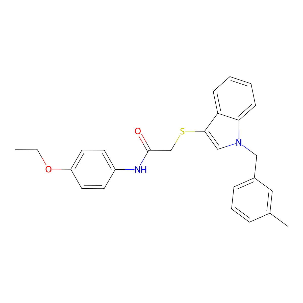 N-(4-ethoxyphenyl)-2-((1-(3-methylbenzyl)-1H-indol-3-yl)thio)acetamide molecular structure, CAS 681275-88-7