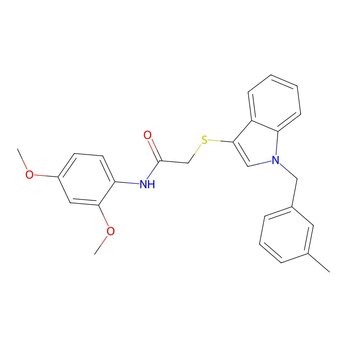 N-(2,4-dimethoxyphenyl)-2-((1-(3-methylbenzyl)-1H-indol-3-yl)thio)acetamide molecular structure, CAS 681275-99-0