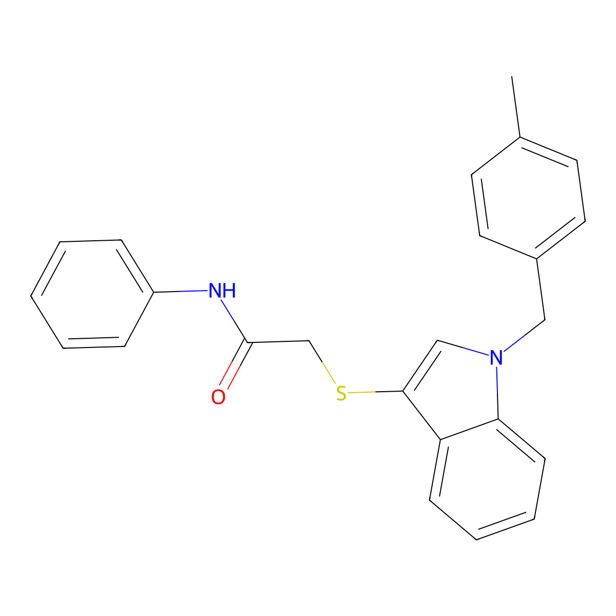 2-((1-(4-methylbenzyl)-1H-indol-3-yl)thio)-N-phenylacetamide molecular structure, CAS 681276-66-4