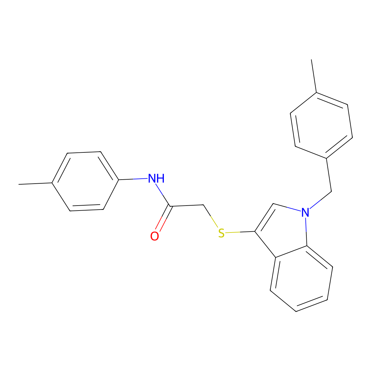 2-((1-(4-methylbenzyl)-1H-indol-3-yl)thio)-N-(p-tolyl)acetamide molecular structure, CAS 681276-68-6