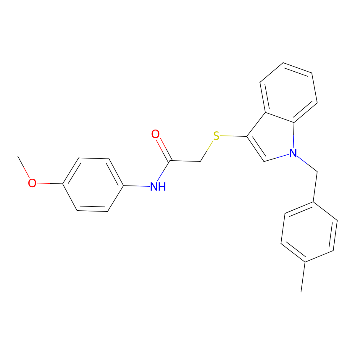 N-(4-methoxyphenyl)-2-((1-(4-methylbenzyl)-1H-indol-3-yl)thio)acetamide molecular structure, CAS 681276-71-1