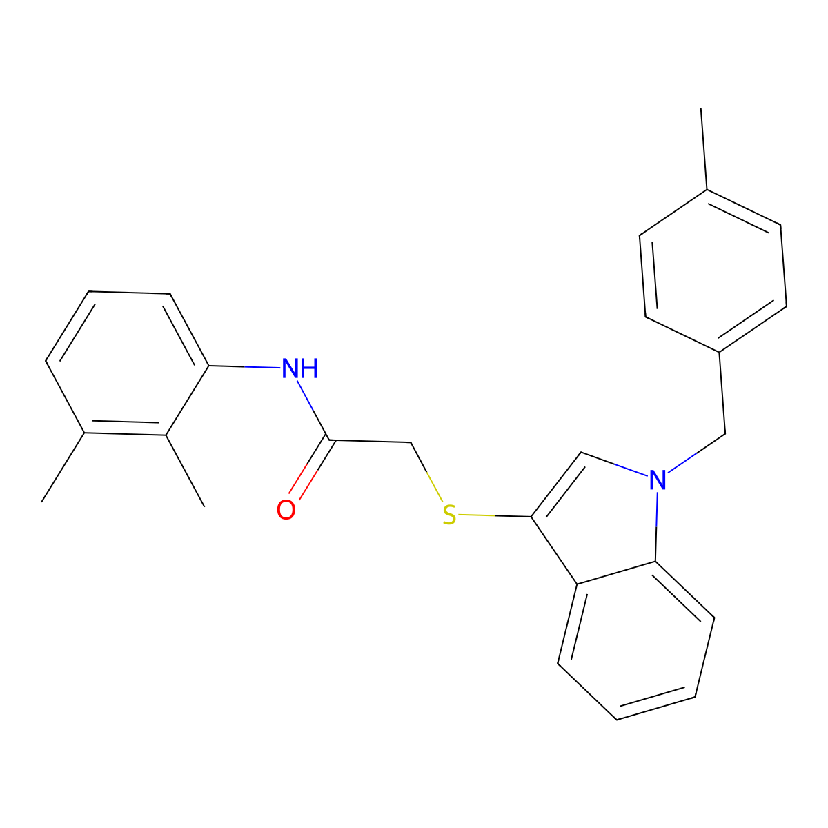 N-(2,3-dimethylphenyl)-2-[1-[(4-methylphenyl)methyl]indol-3-yl]sulfanylacetamide molecular structure, CAS 681276-75-5
