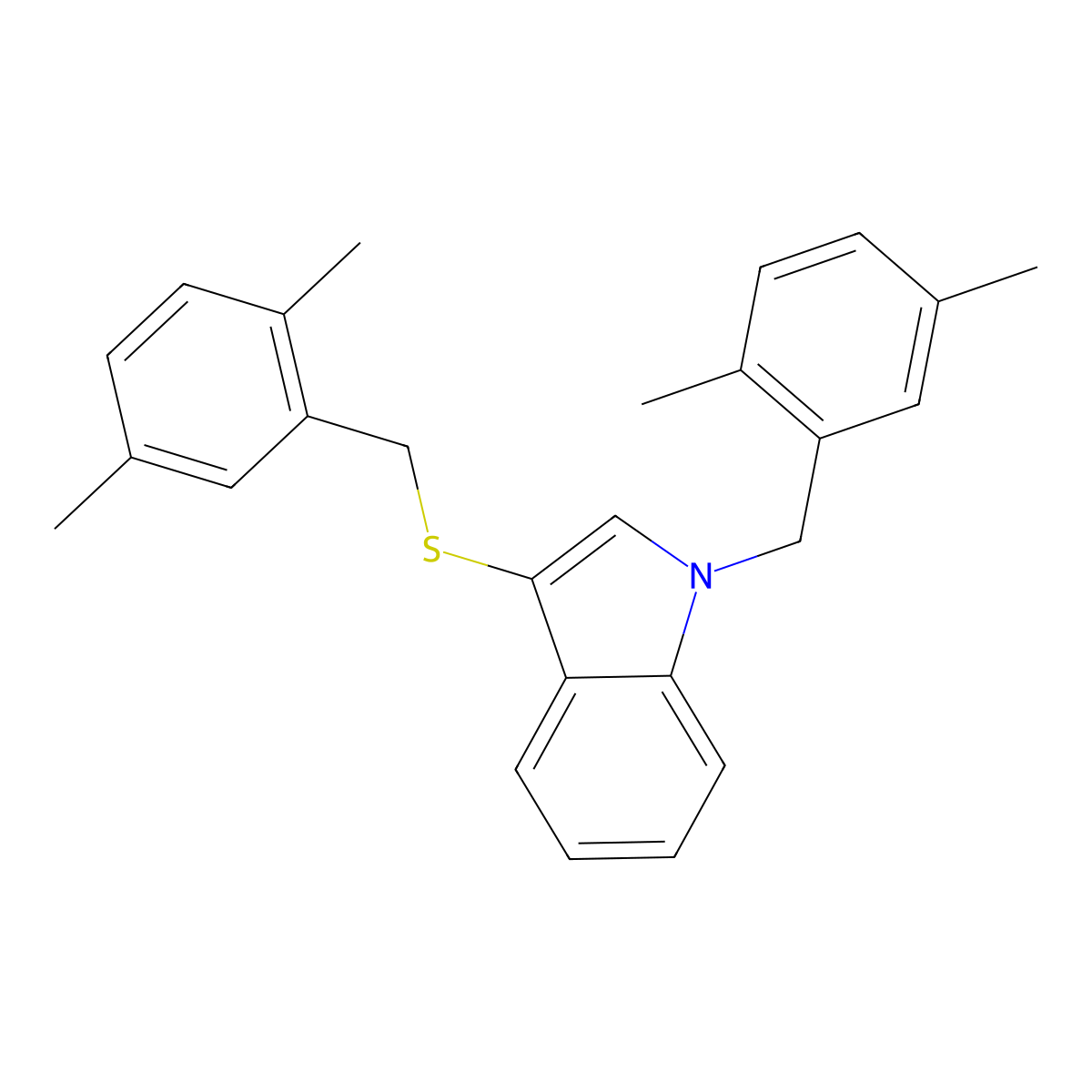 1-[(2,5-Dimethylphenyl)methyl]-3-[(2,5-dimethylphenyl)methylsulfanyl]indole molecular structure, CAS 681279-40-3