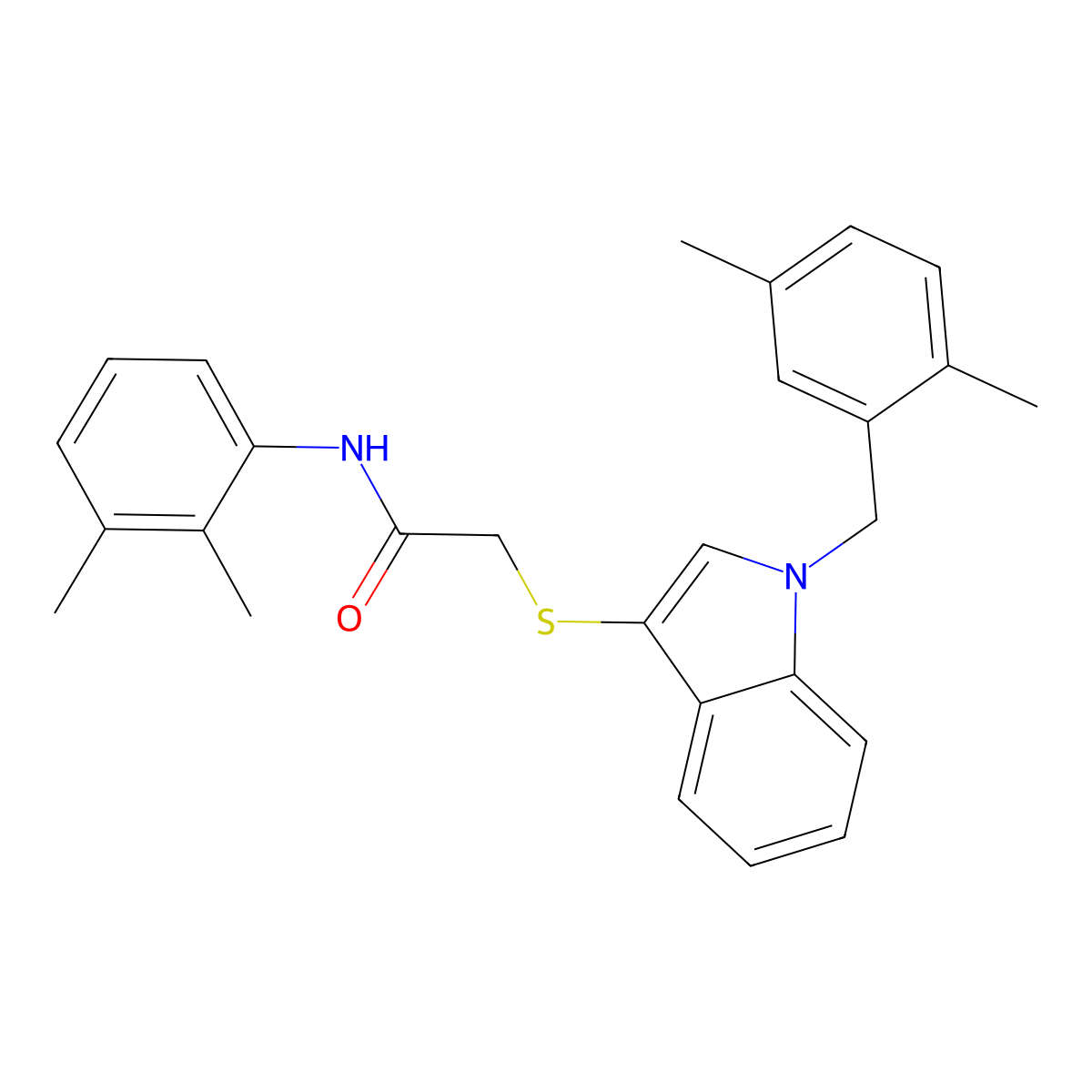 N-(2,3-dimethylphenyl)-2-[1-[(2,5-dimethylphenyl)methyl]indol-3-yl]sulfanylacetamide molecular structure, CAS 681279-62-9