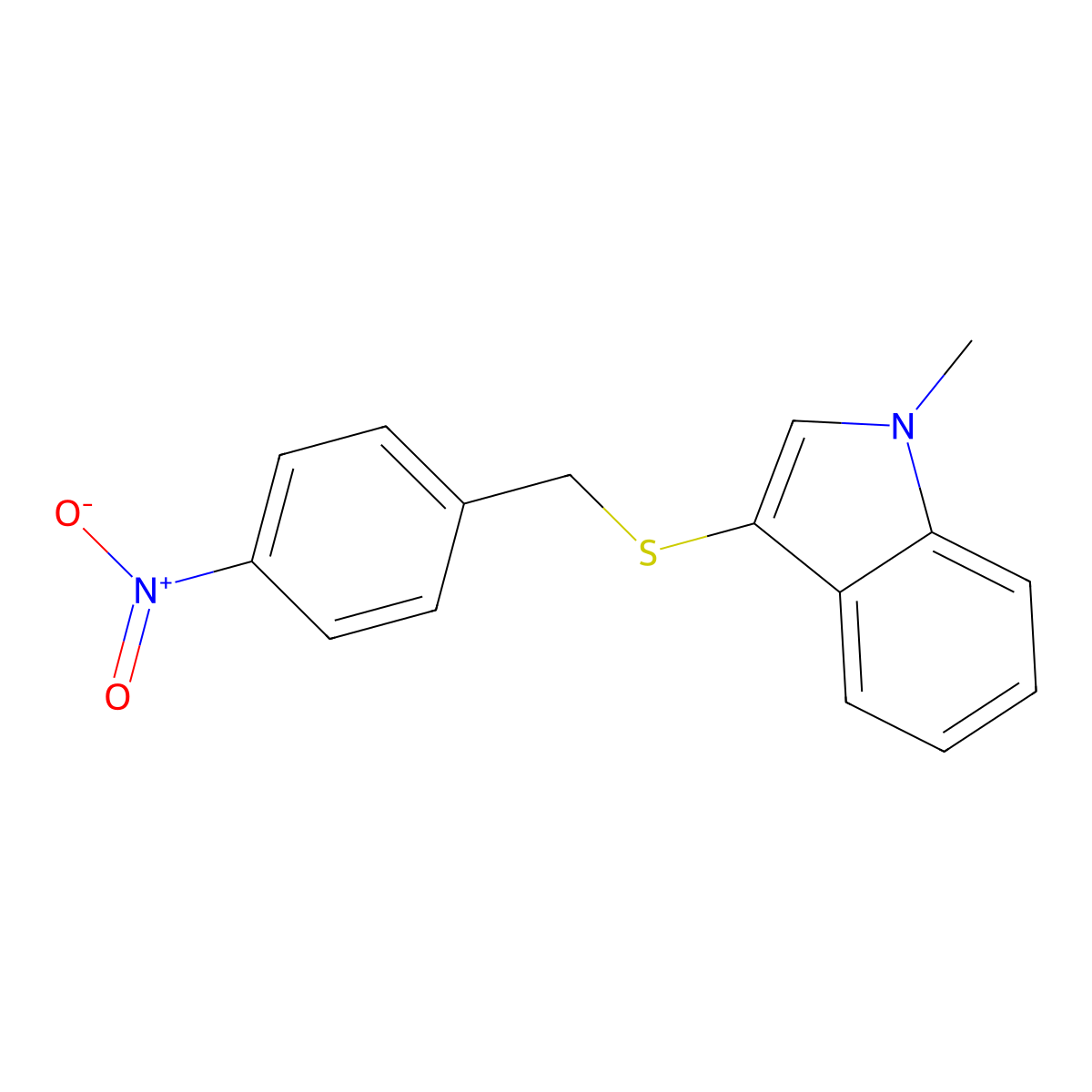 1-methyl-3-{[(4-nitrophenyl)methyl]sulfanyl}-1H-indole molecular structure, CAS 681280-03-5
