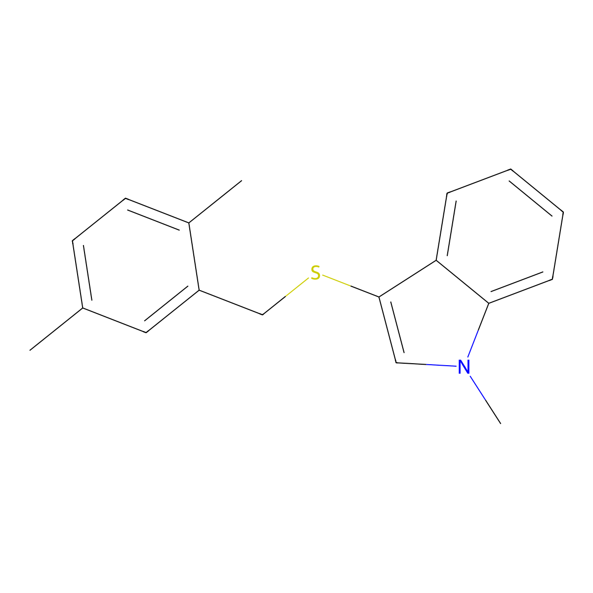 3-[(2,5-Dimethylphenyl)methylsulfanyl]-1-methylindole molecular structure, CAS 681280-04-6