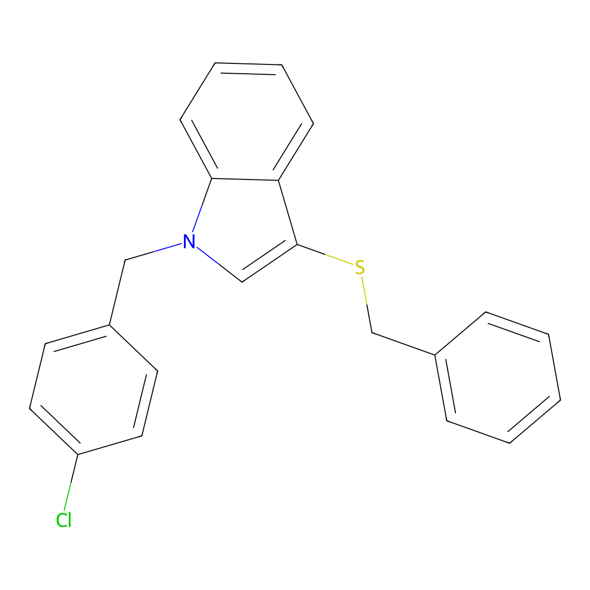 3-(benzylthio)-1-(4-chlorobenzyl)-1H-indole molecular structure, CAS 681280-19-3