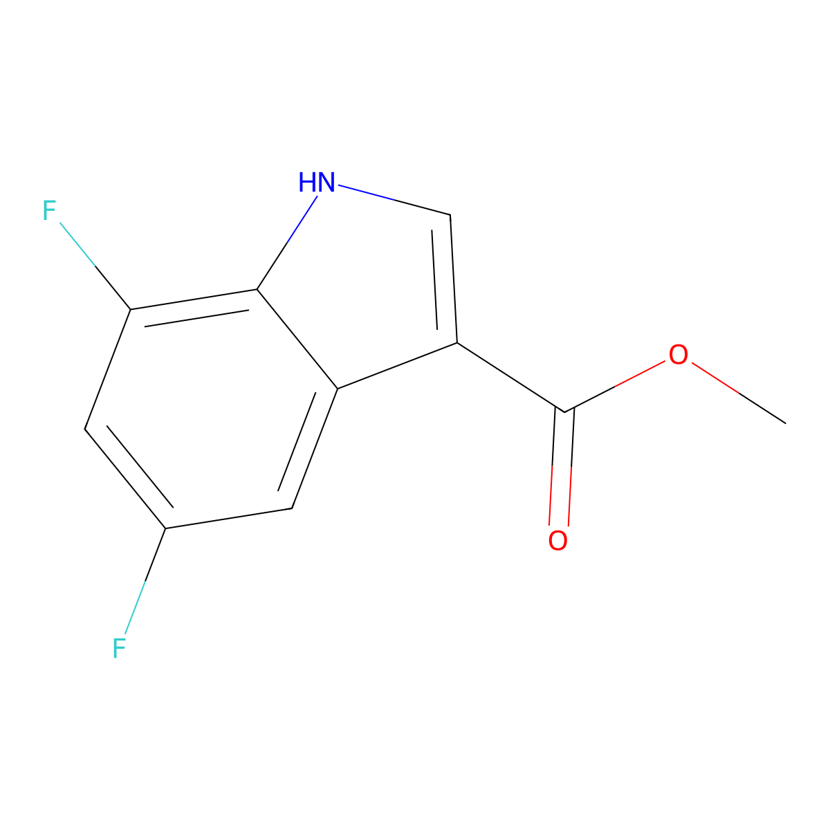 methyl 5,7-difluoro-1H-indole-3-carboxylate molecular structure, CAS 681288-42-6