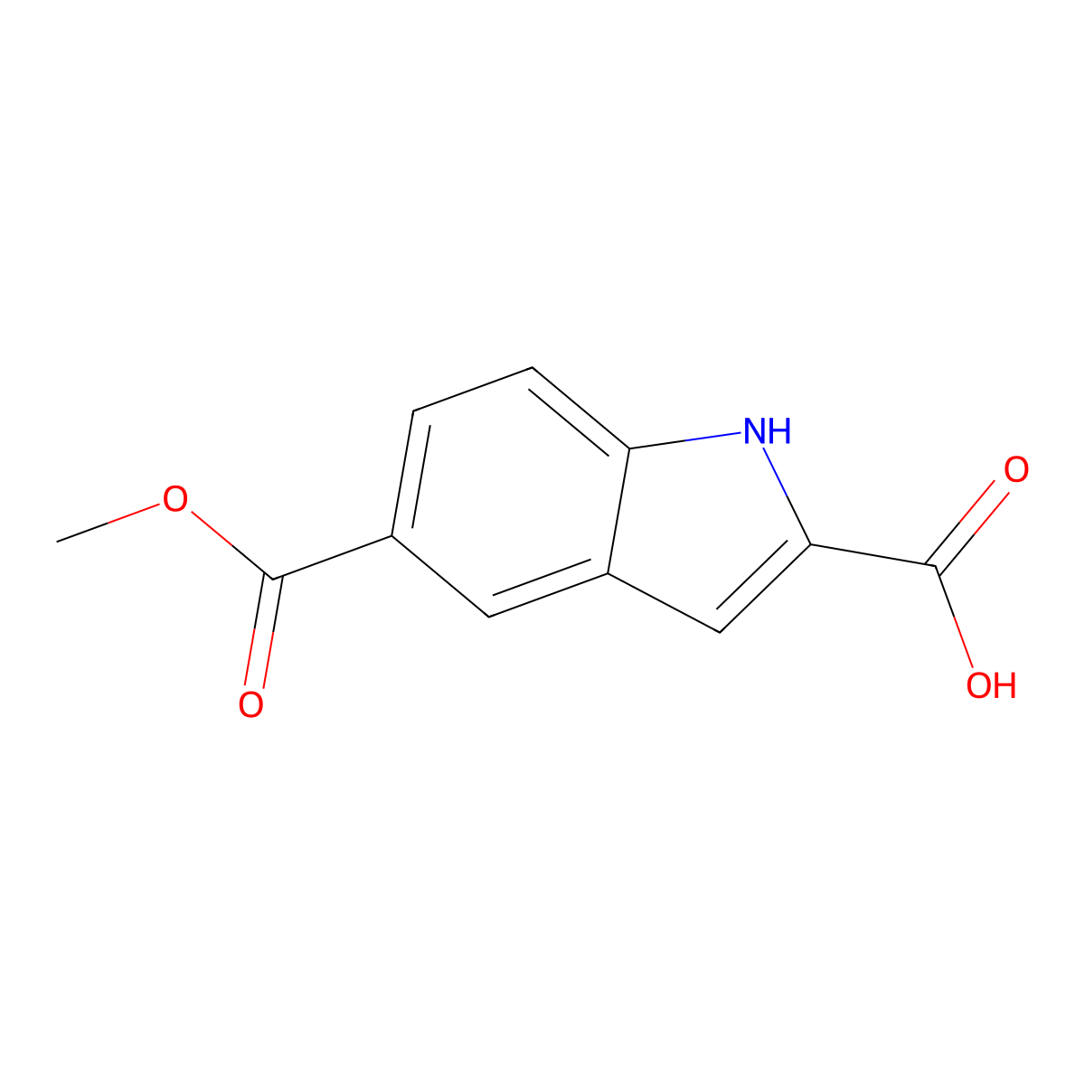5-(methoxycarbonyl)-1H-indole-2-carboxylic acid molecular structure, CAS 681288-76-6