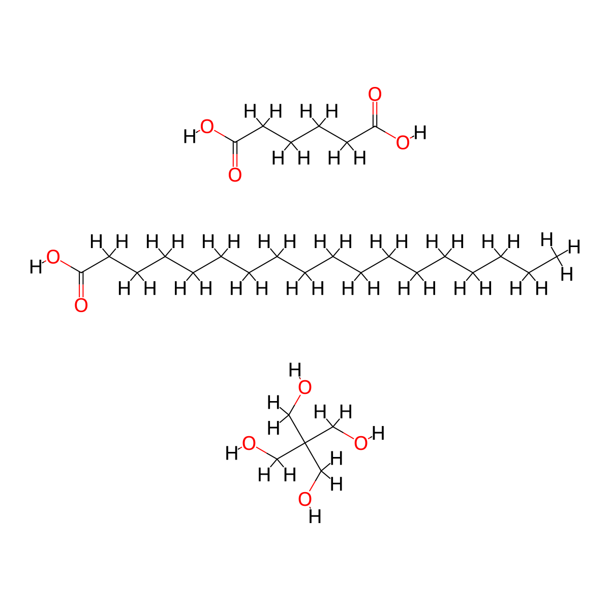 Hexanedioic acid, polymer with 2,2-bis(hydroxymethyl)-1,3-propanediol, octadecanoate molecular structure, CAS 68130-34-7
