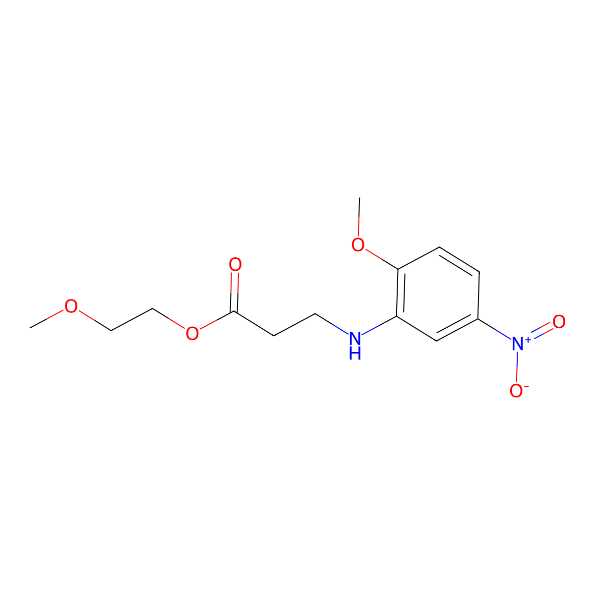 beta-Alanine, N-(2-methoxy-5-nitrophenyl)-, 2-methoxyethyl ester molecular structure, CAS 68133-25-5
