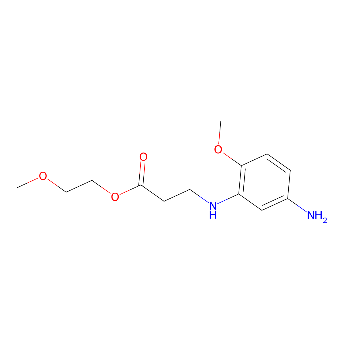 beta-Alanine, N-(5-amino-2-methoxyphenyl)-, 2-methoxyethyl ester molecular structure, CAS 68133-26-6