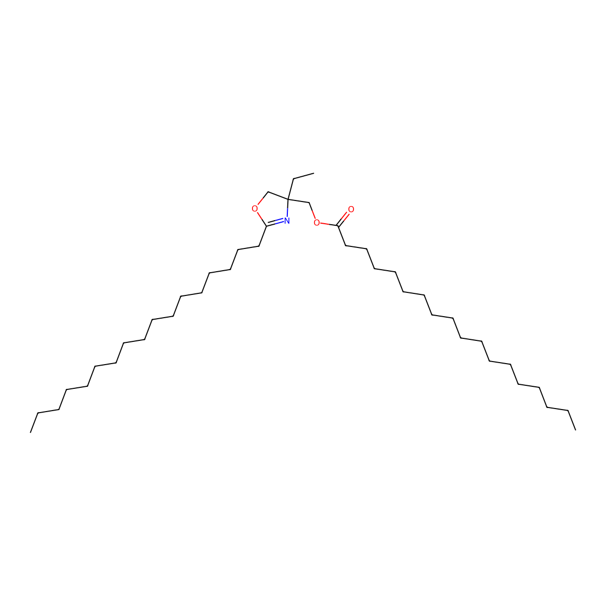 Octadecanoic acid, (4-ethyl-2-heptadecyl-4,5-dihydro-4-oxazolyl)methyl ester molecular structure, CAS 68133-36-8