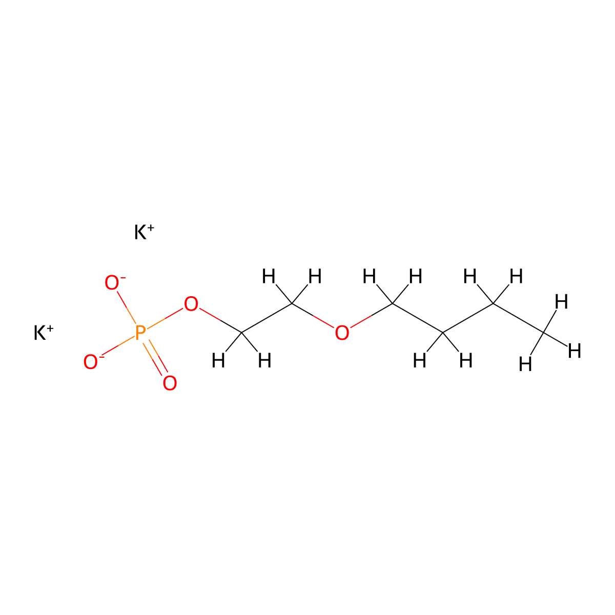 Dipotassium 2-butoxyethyl phosphate molecular structure, CAS 68133-43-7