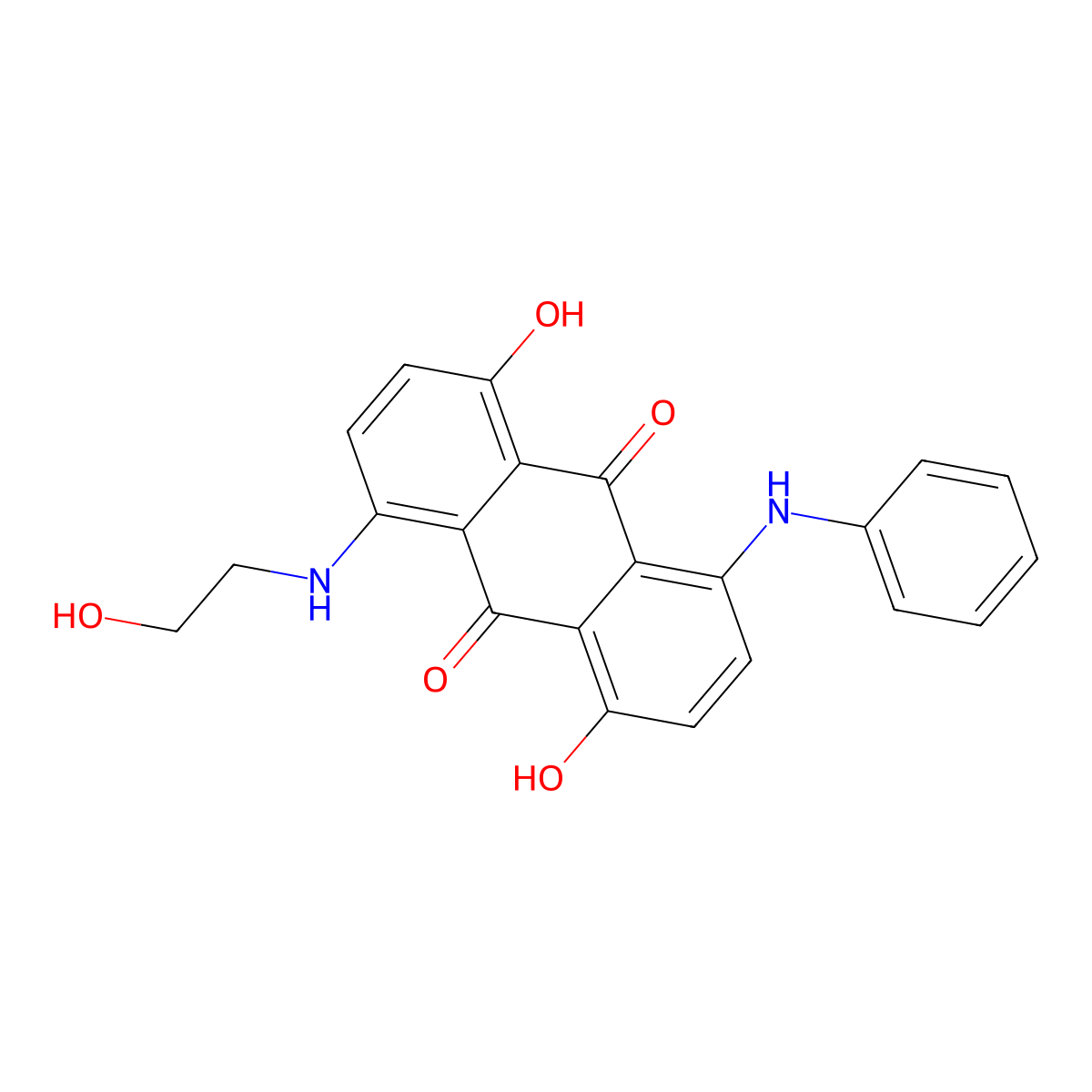 9,10-Anthracenedione, 1,5-dihydroxy-4-((2-hydroxyethyl)amino)-8-(phenylamino)- molecular structure, CAS 68133-70-0