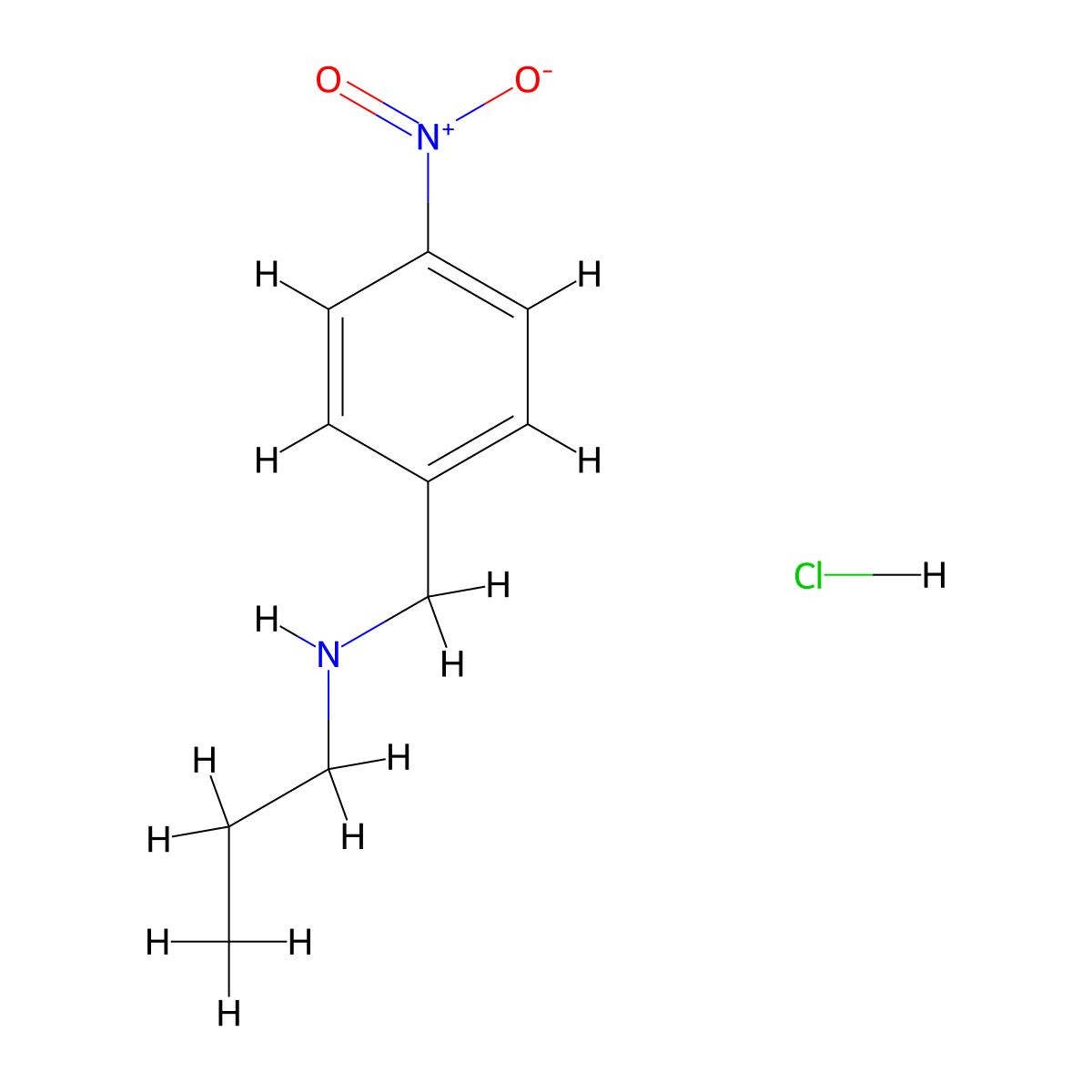 Benzenemethanamine, 4-nitro-N-propyl-, hydrochloride (1:1) molecular structure, CAS 68133-98-2