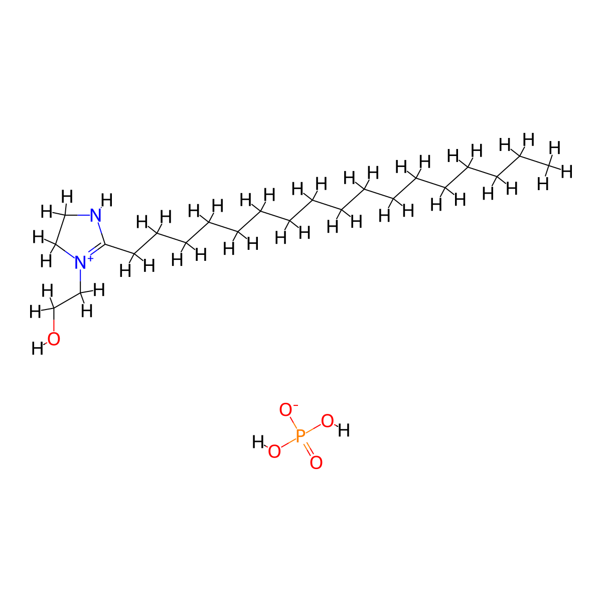 2-Heptadecyl-1-(2-hydroxyethyl)-4,5-dihydro-1H-imidazolium dihydrogen phosphate molecular structure, CAS 68134-14-5