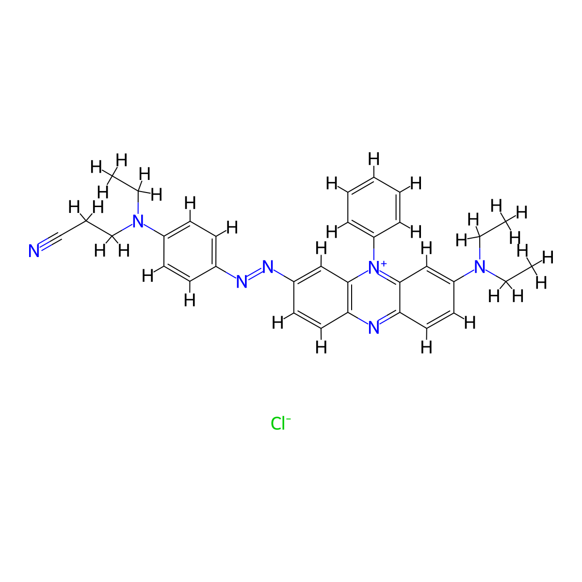 Phenazinium, 3-((4-((2-cyanoethyl)ethylamino)phenyl)azo)-7-(diethylamino)-5-phenyl-, chloride (1:1) molecular structure, CAS 68134-34-9
