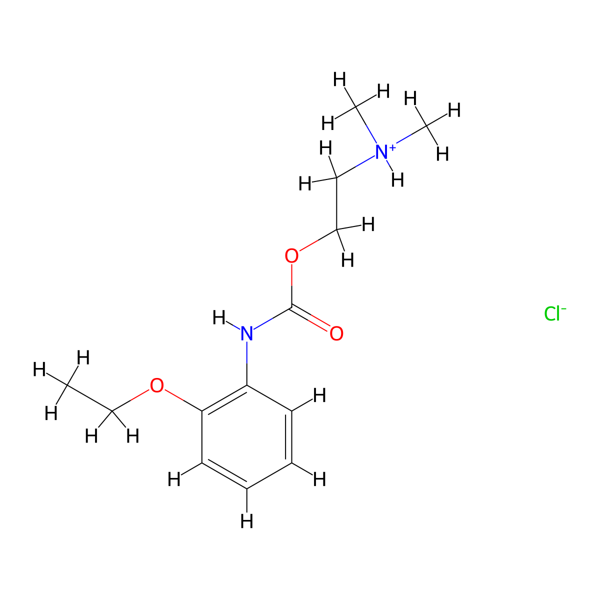 2-(Dimethylamino)ethyl hydrogen (2-ethoxyphenyl)carbonimidate--hydrogen chloride (1/1) molecular structure, CAS 68135-50-2