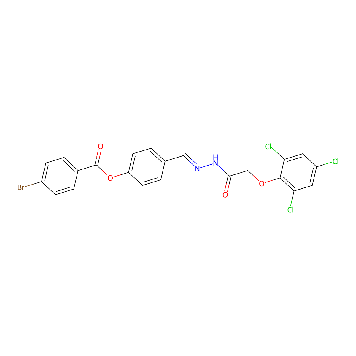[4-[[[2-(2,4,6-Trichlorophenoxy)acetyl]hydrazinylidene]methyl]phenyl] 4-bromobenzoate molecular structure, CAS 6814-73-9