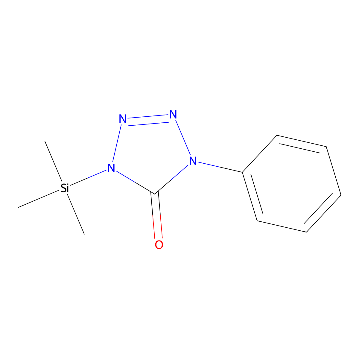 5H-Tetrazol-5-one, 1,4-dihydro-1-phenyl-4-(trimethylsilyl)- molecular structure, CAS 68140-26-1