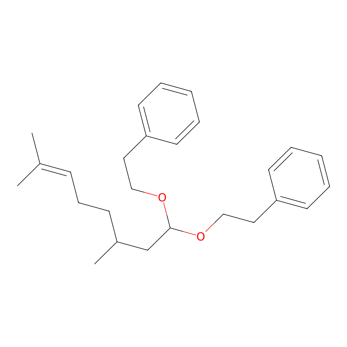1,1'-((3,7-Dimethyl-6-octen-1-ylidene)bis(oxy-2,1-ethanediyl))bis(benzene) molecular structure, CAS 68140-52-3