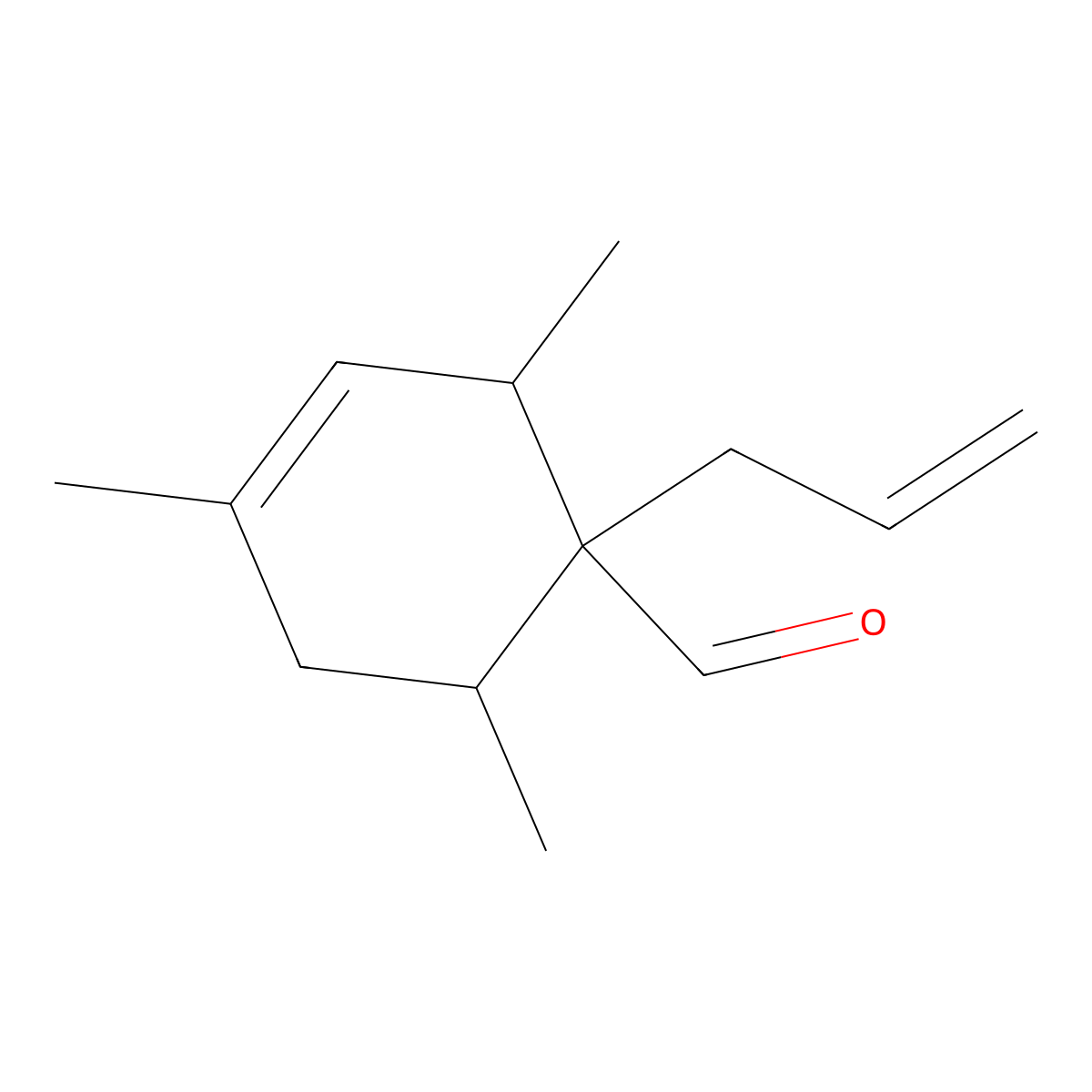 3-Cyclohexene-1-carboxaldehyde, 2,4,6-trimethyl-1-(2-propen-1-yl)- molecular structure, CAS 68140-58-9