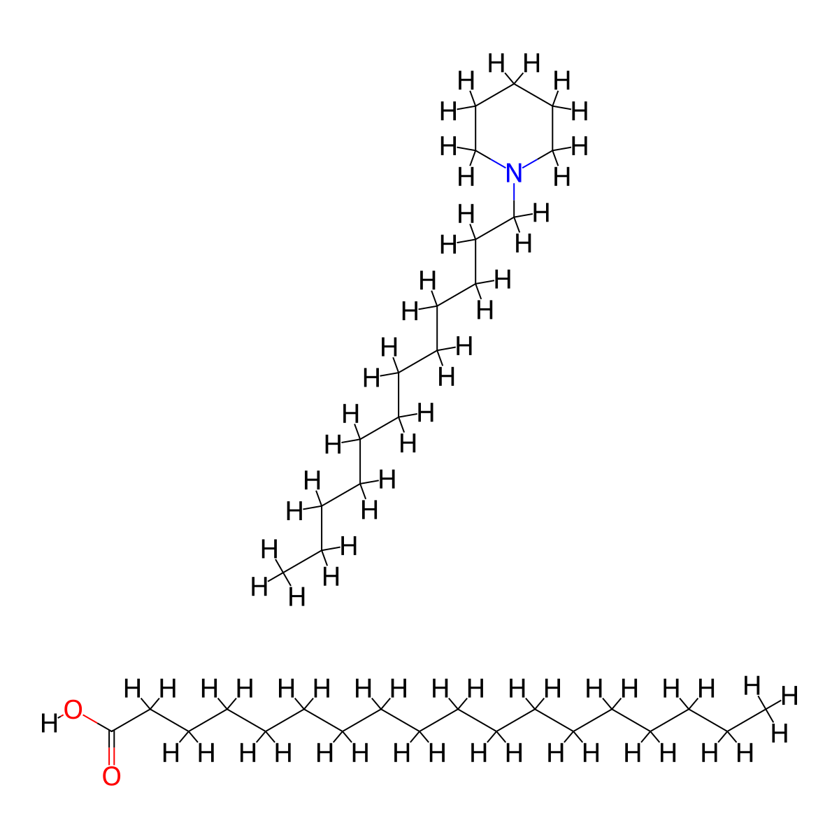 Octadecanoic acid, compd. with 1-dodecylpiperidine (1:1) molecular structure, CAS 68141-04-8
