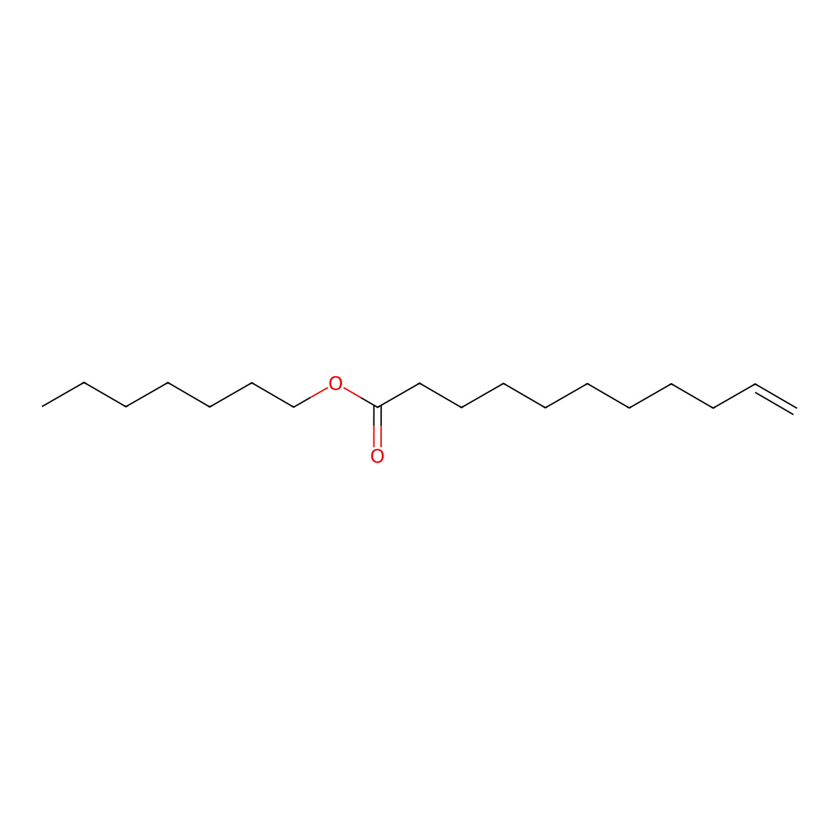 Heptyl Undecylenate molecular structure, CAS 68141-27-5