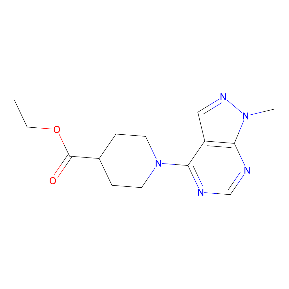 ethyl 1-(1-methyl-1H-pyrazolo[3,4-d]pyrimidin-4-yl)piperidine-4-carboxylate molecular structure, CAS 681428-42-2