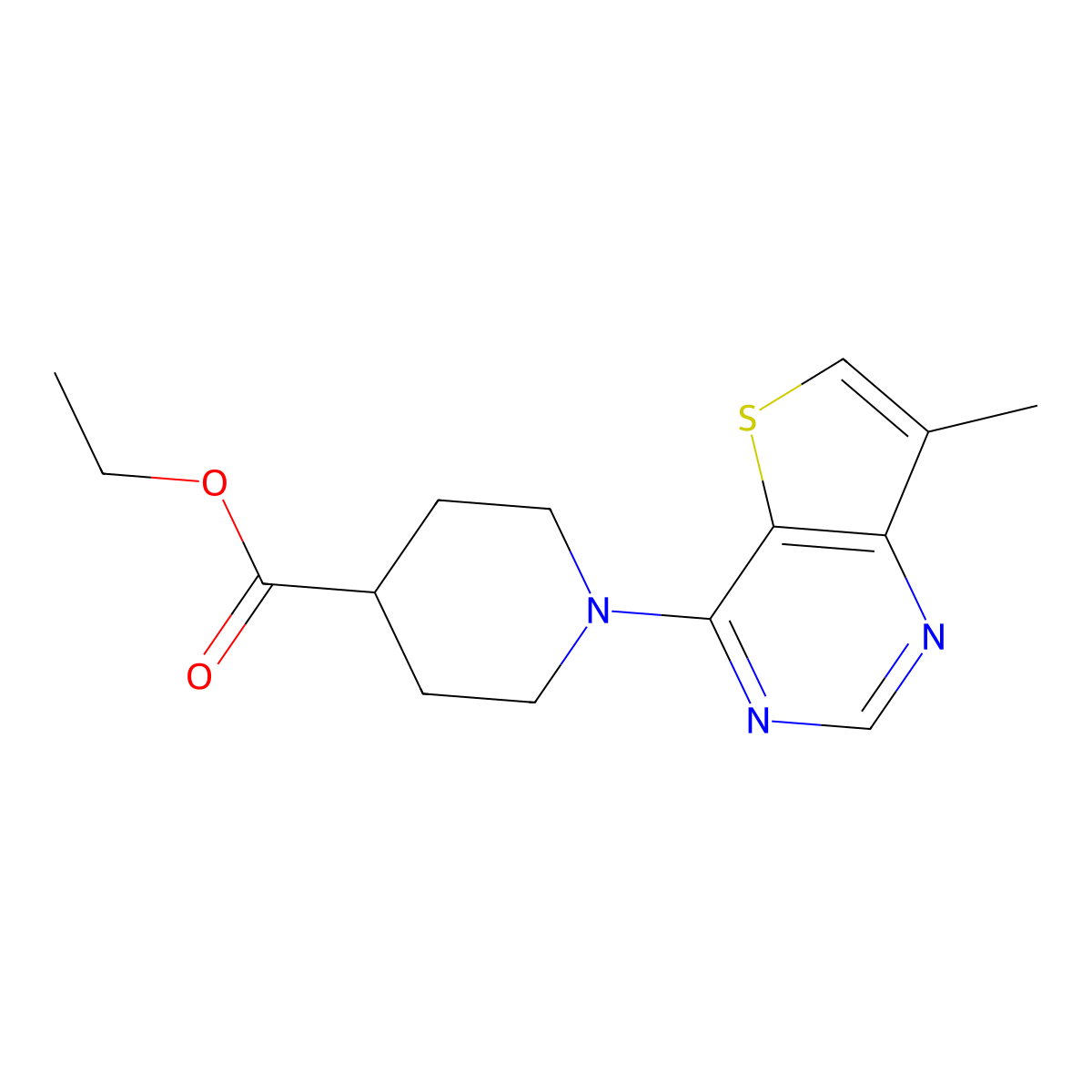 Ethyl 1-(7-methylthieno[3,2-d]pyrimidin-4-yl)piperidine-4-carboxylate molecular structure, CAS 681428-53-5