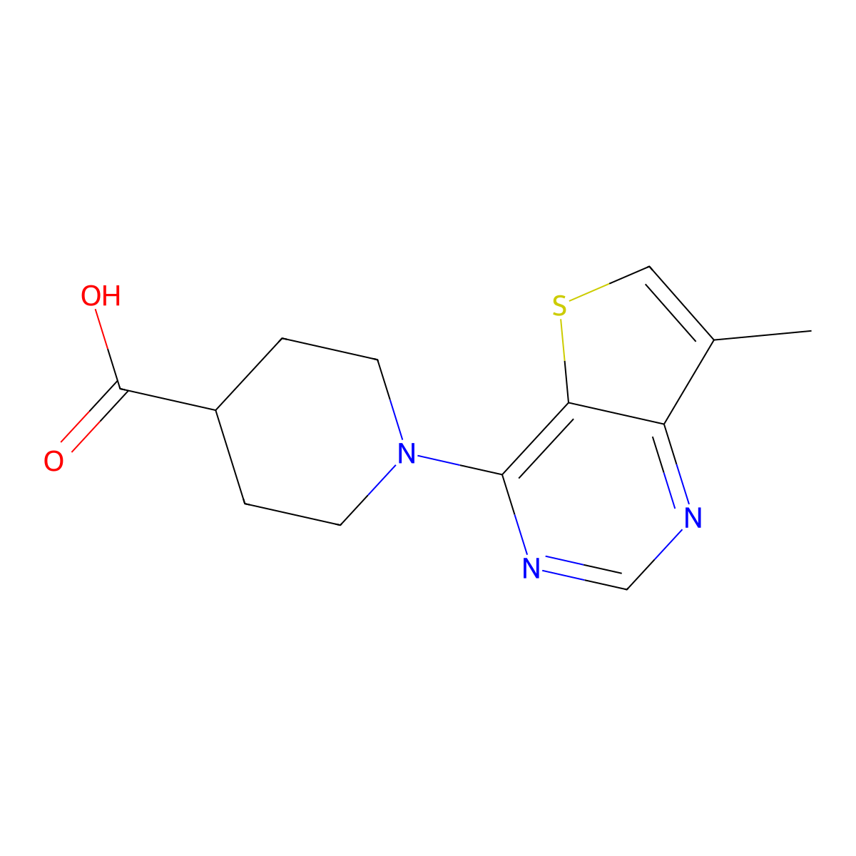 1-(7-Methylthieno[3,2-d]pyrimidin-4-yl)piperidine-4-carboxylic acid molecular structure, CAS 681428-54-6