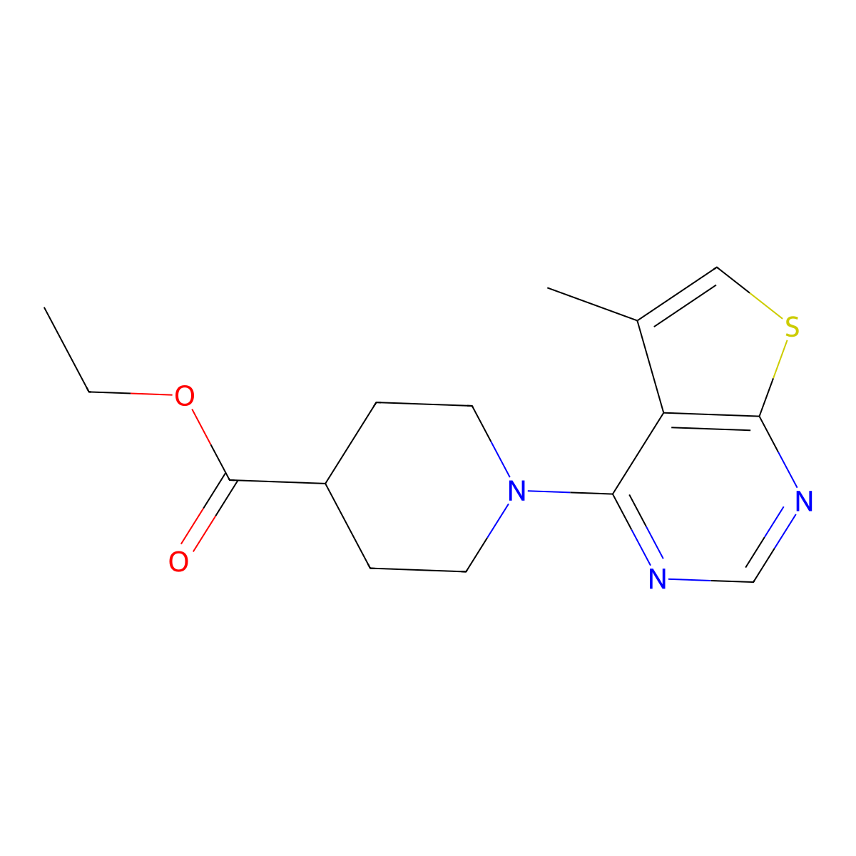 Ethyl 1-(5-methylthieno[2,3-d]pyrimidin-4-yl)piperidine-4-carboxylate molecular structure, CAS 681428-55-7