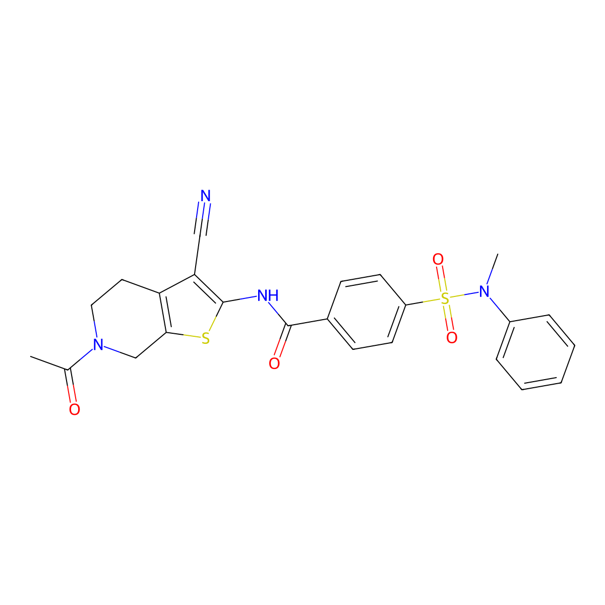 N-(6-acetyl-3-cyano-4,5,6,7-tetrahydrothieno[2,3-c]pyridin-2-yl)-4-(N-methyl-N-phenylsulfamoyl)benzamide molecular structure, CAS 681435-93-8