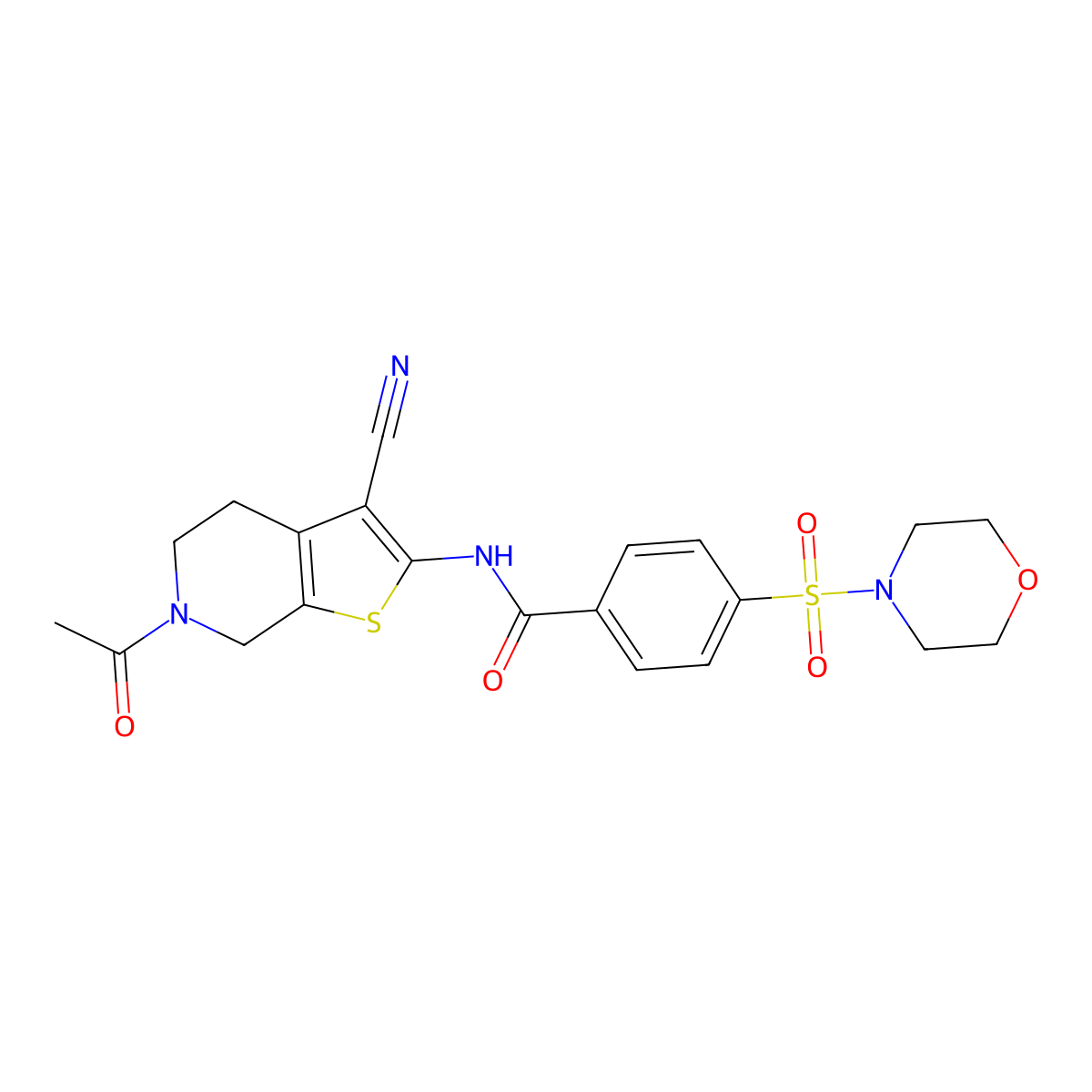 N-(6-acetyl-3-cyano-4,5,6,7-tetrahydrothieno[2,3-c]pyridin-2-yl)-4-(morpholinosulfonyl)benzamide molecular structure, CAS 681436-04-4
