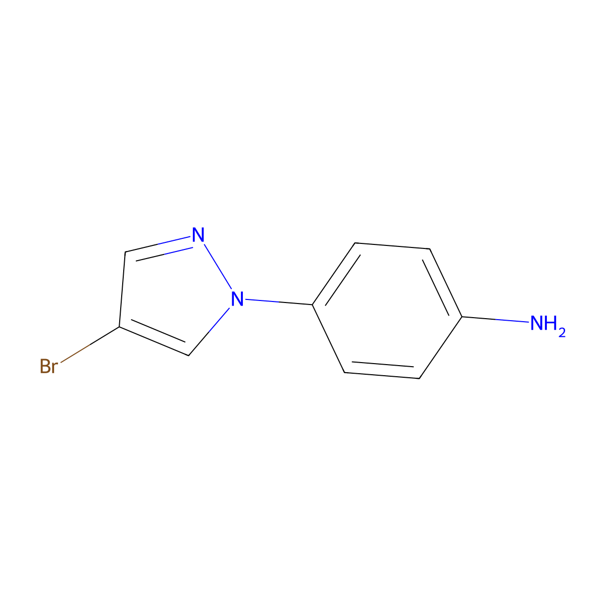 4-(4-bromo-1H-pyrazol-1-yl)aniline molecular structure, CAS 681441-17-8