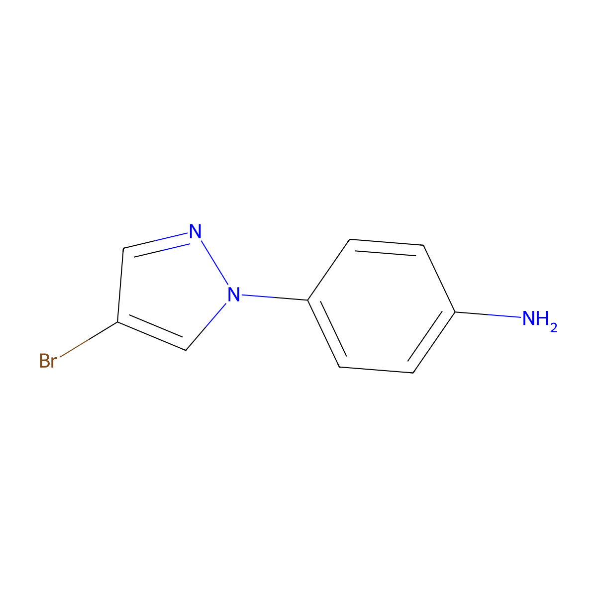 4-(4-bromo-1H-pyrazol-1-yl)aniline molecular structure, CAS 681441-17-8
