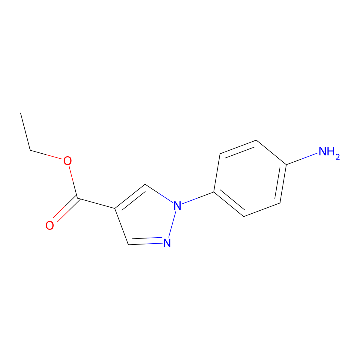 ethyl 1-(4-aminophenyl)-1H-pyrazole-4-carboxylate molecular structure, CAS 681441-19-0