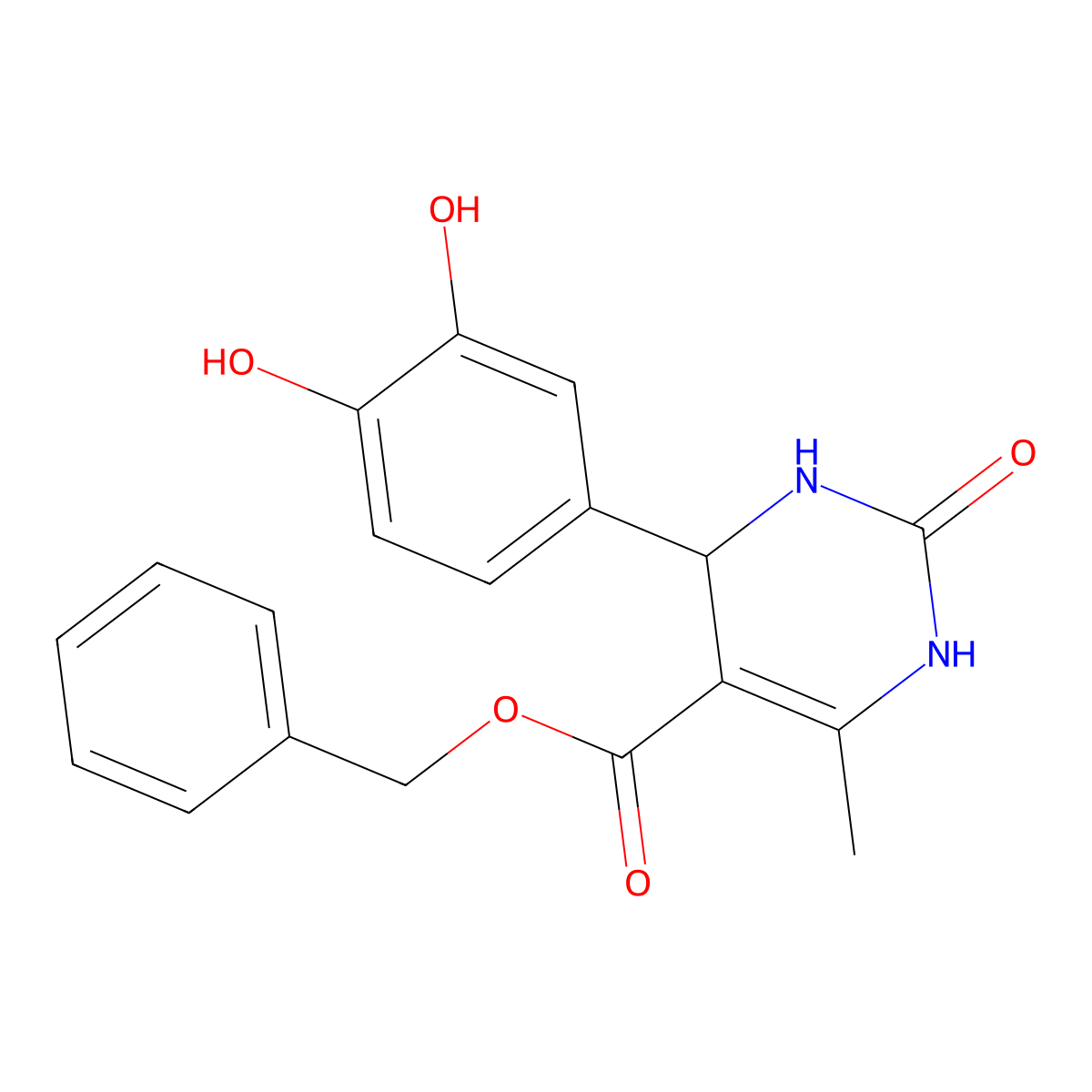 benzyl 4-(3,4-dihydroxyphenyl)-6-methyl-2-oxo-3,4-dihydro-1H-pyrimidine-5-carboxylate molecular structure, CAS 681459-96-1