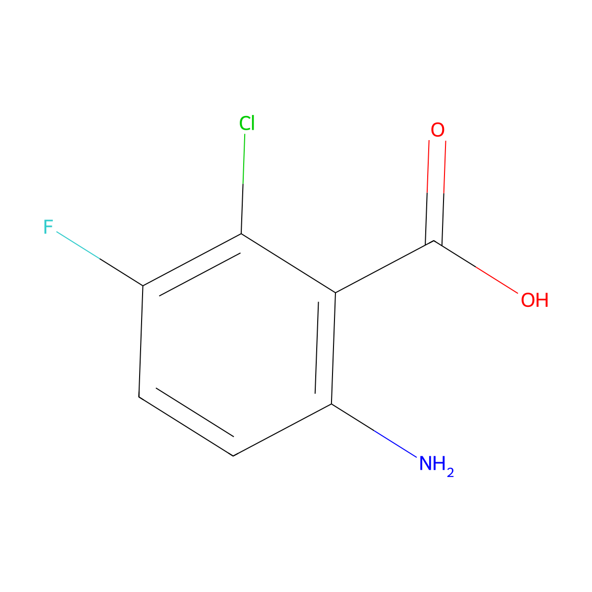 6-Amino-2-chloro-3-fluorobenzoic acid molecular structure, CAS 681459-97-2