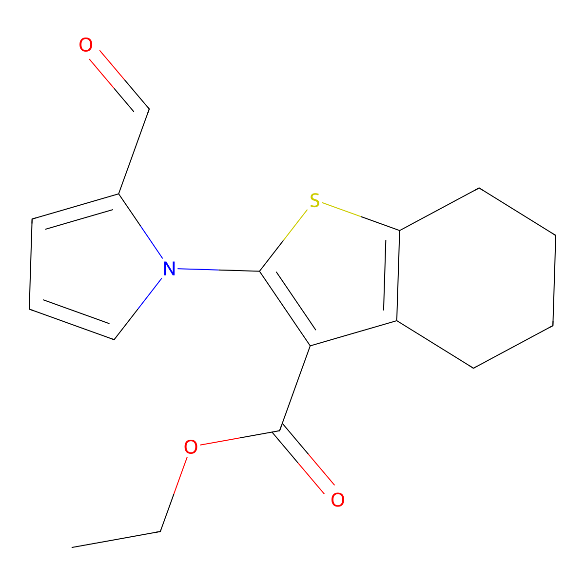 ethyl 2-(2-formyl-1H-pyrrol-1-yl)-4,5,6,7-tetrahydro-1-benzothiophene-3-carboxylate molecular structure, CAS 681460-07-1