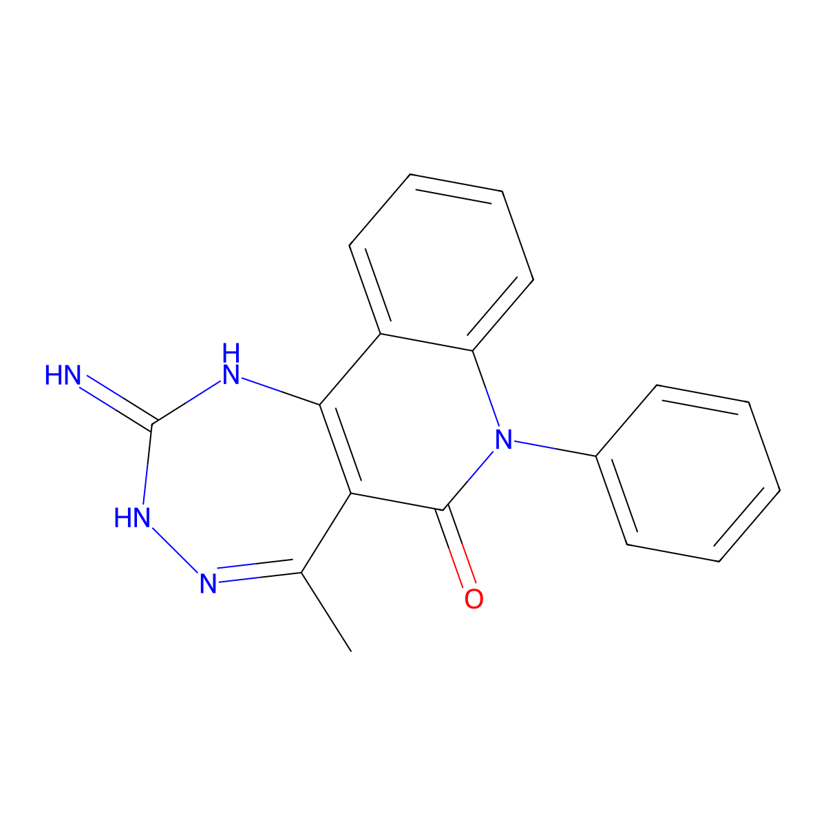 2-amino-5-methyl-7-phenyl-3H-[1,2,4]triazepino[6,5-c]quinolin-6-one molecular structure, CAS 681460-35-5